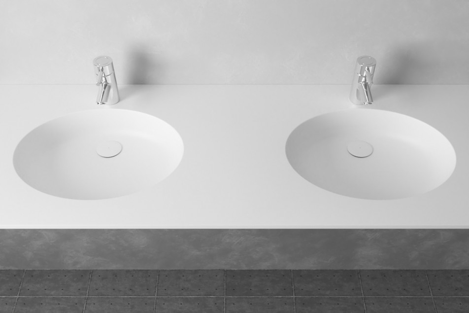 FUTUNA double washbasin in Krion® top view