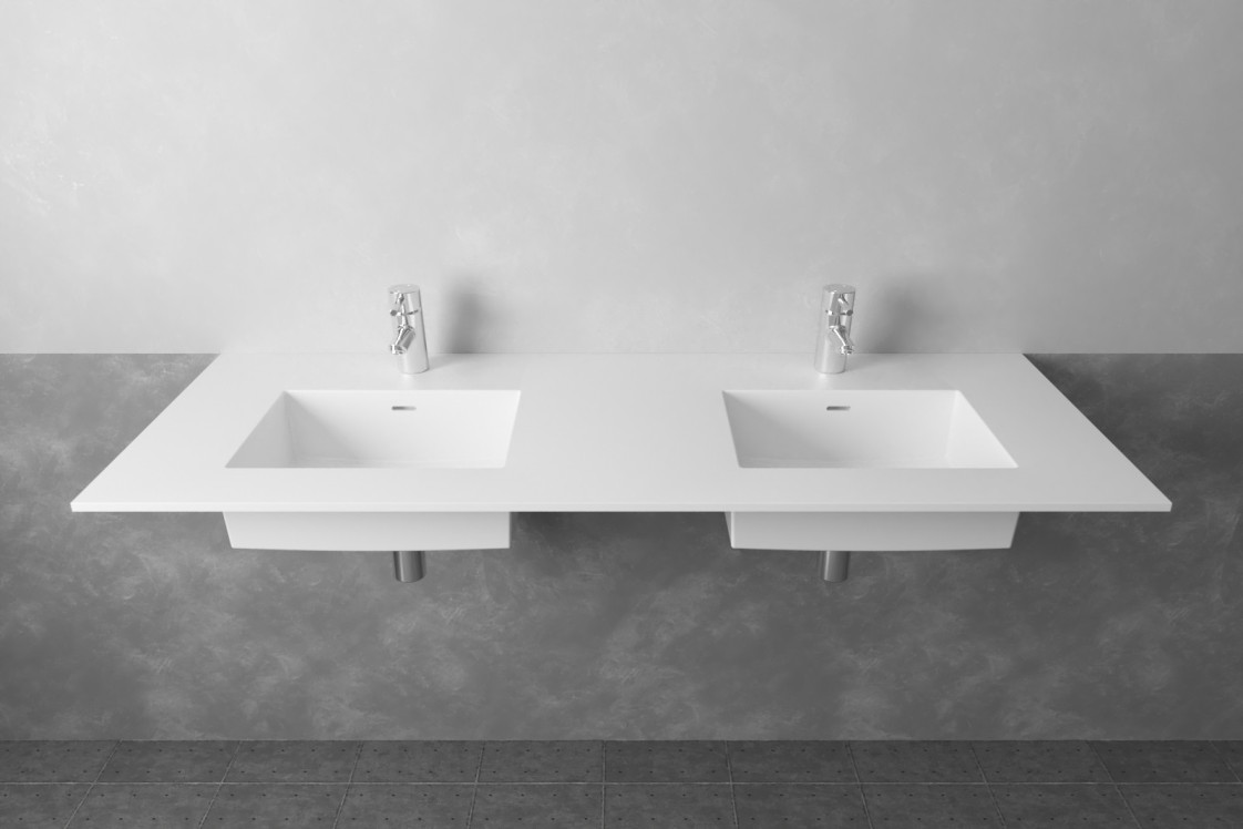 CROZET double washbasin in Krion® front view