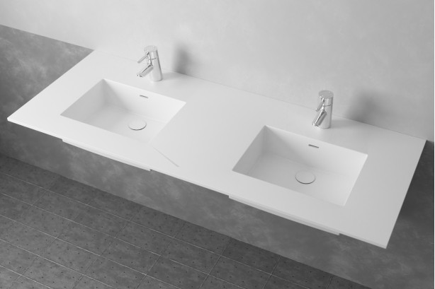 CROZET double washbasin in Krion® front view