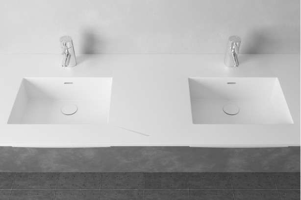 CROZET double washbasin in Krion® top view