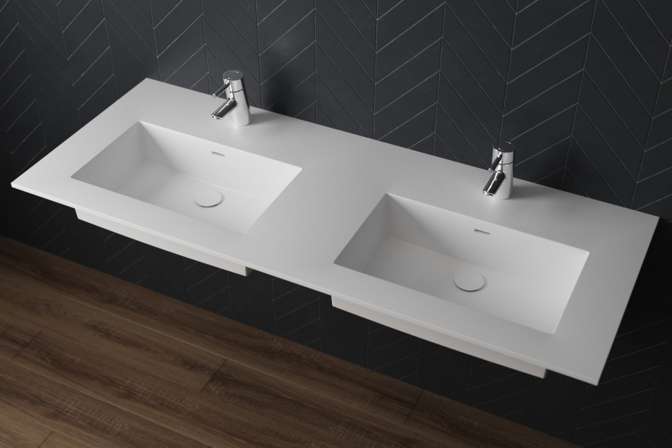 CHANCEL double washbasin in Krion® side view