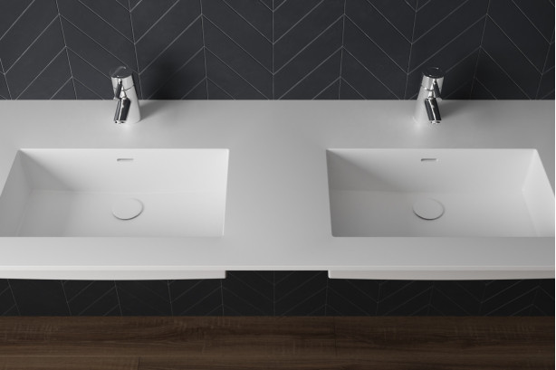 CHANCEL double washbasin in Krion® top view