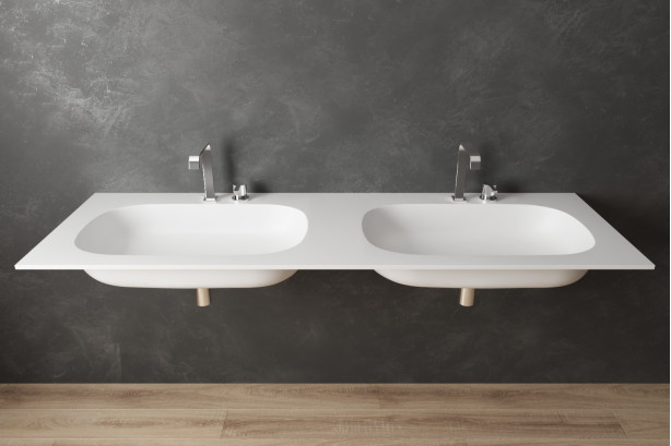 PARNAY double washbasin in Krion® side view