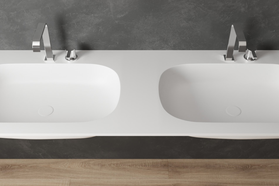 PARNAY double washbasin in Krion® top view