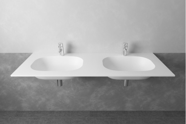 PENFRET double washbasin in Krion® side view