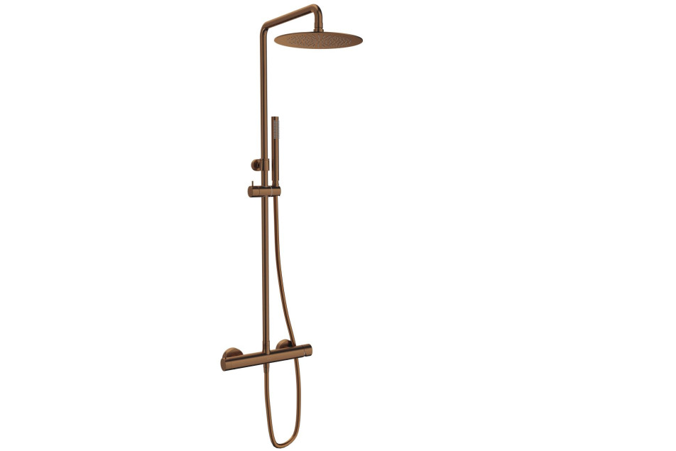 Brushed Rose Gold LOOP K single-lever shower tap by Sanycces side view