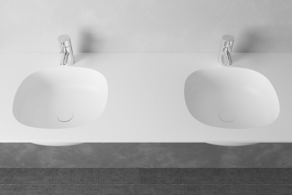 PARSEVAL double washbasin in Krion® top view