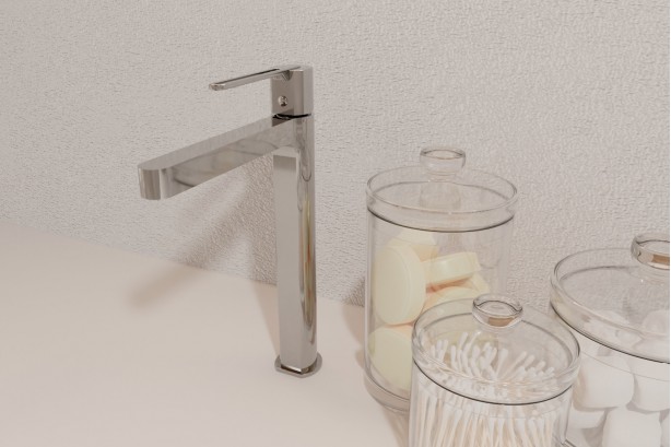 Hanaé CHROME high single lever basin mixer - side view