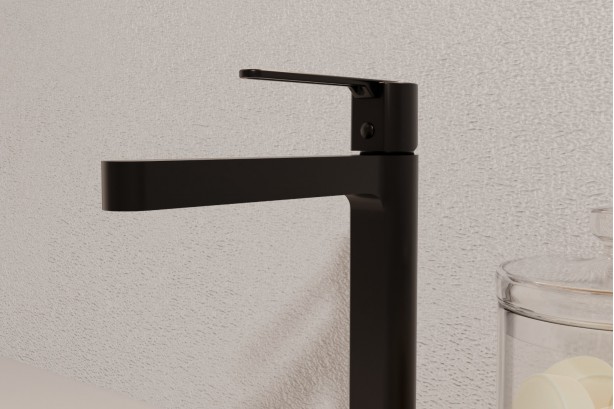 Mitigeur haut lavabo Hanaé à poser noir mat