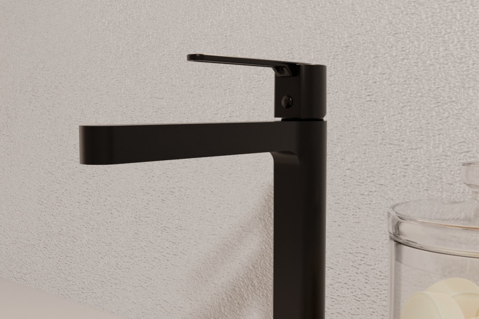 Hanaé wall-mounted basin mixer in matt black
