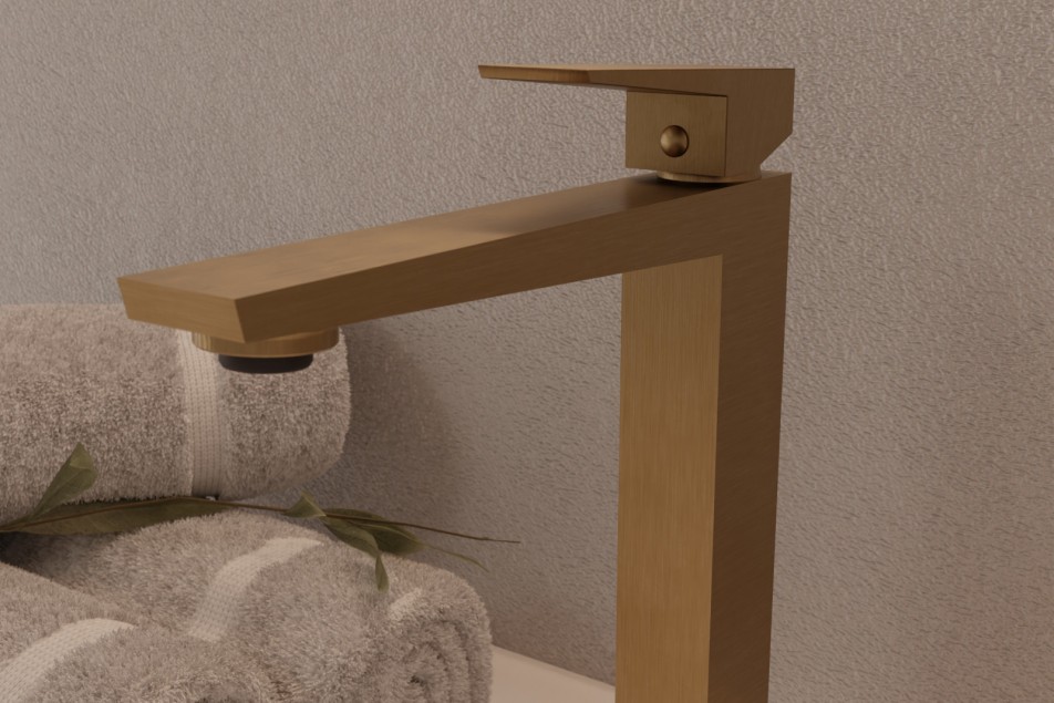Mitigeur HAUT lavabo Grafik à poser en or brossé