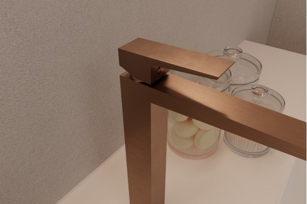 Grafik wall-mounted washbasin mixer in brushed copper - side view