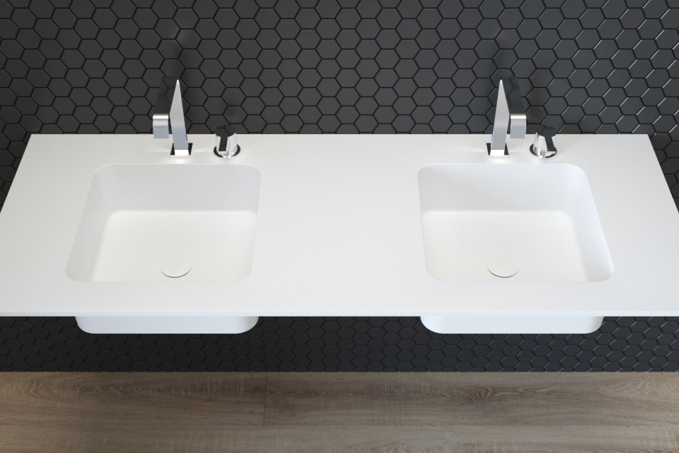 CAVALLO double washbasin in Krion® top view