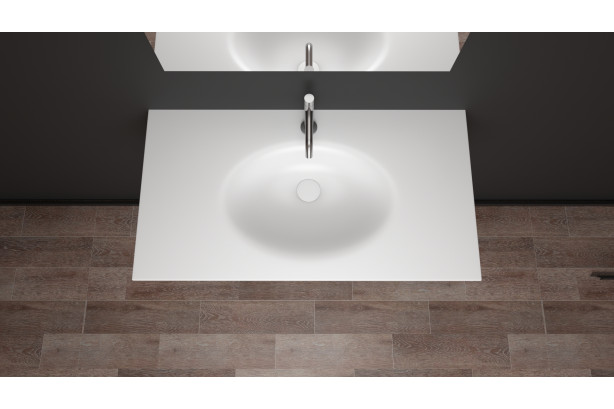 PERLE single washbasin in Krion® front view