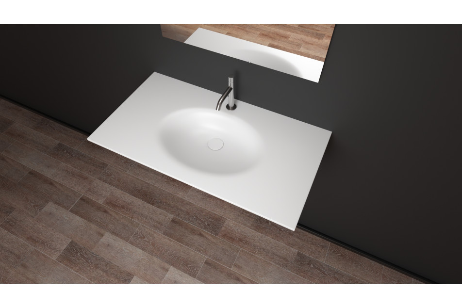 PERLE single washbasin in Krion® side view