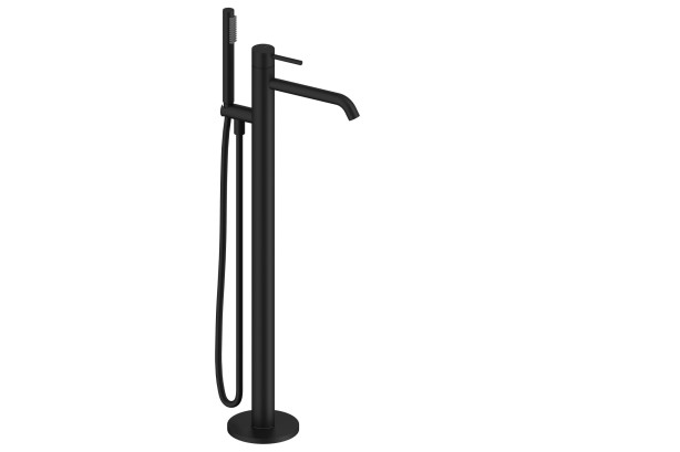 Matte Black LOOP freestanding single-lever bath tap by Sanycces side view